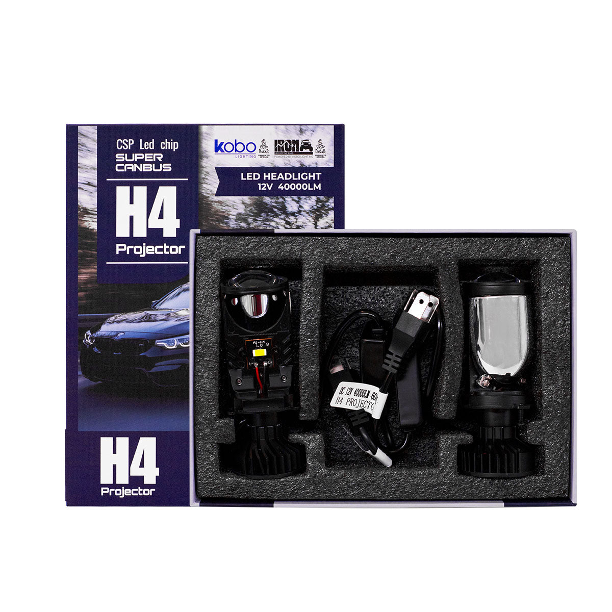 Kit de ampolletas Turbo Led KB1-H4 con Proyector y Lupa de Iron Led Dakar Oficial 40.000lm