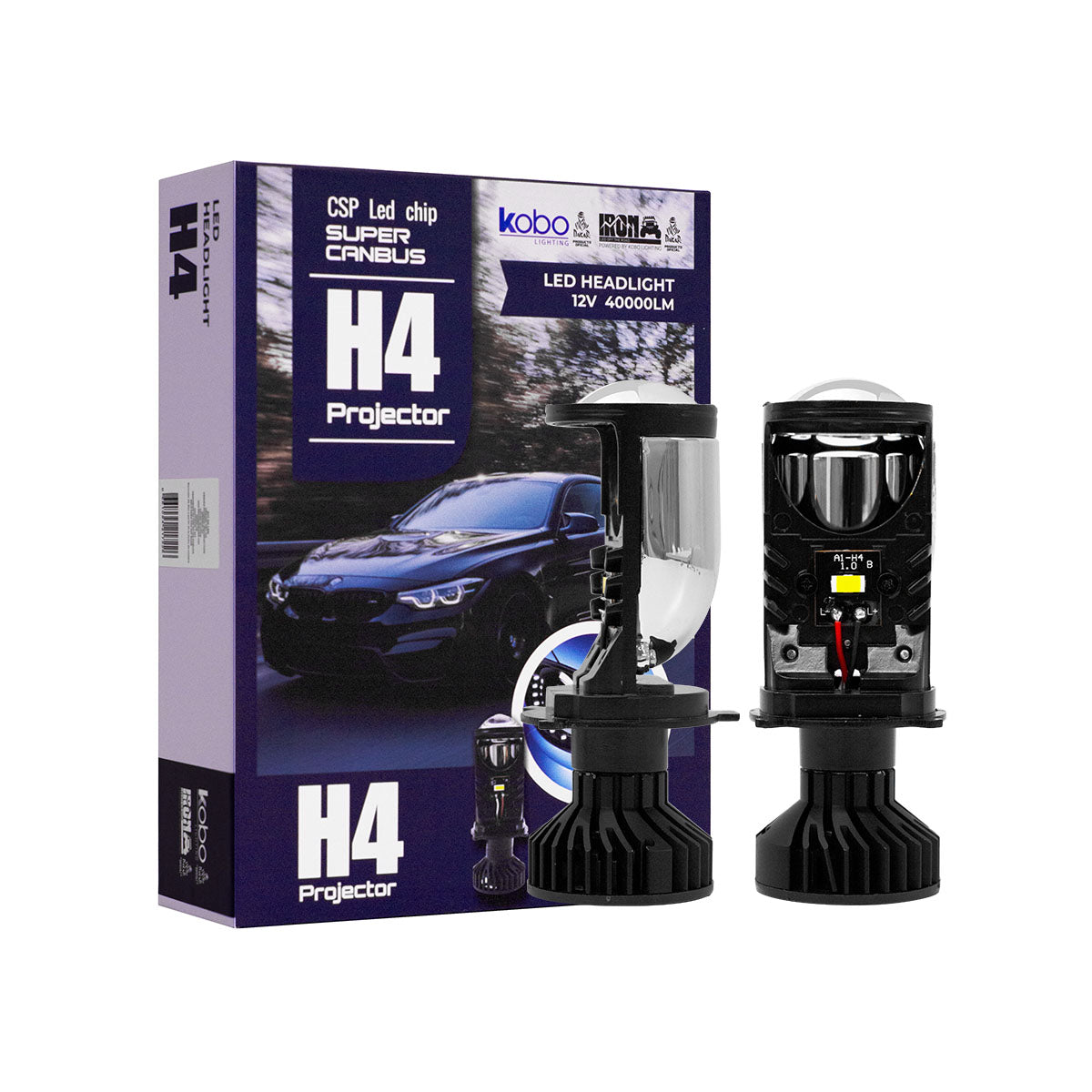 Kit de ampolletas Turbo Led KB1-H4 con Proyector y Lupa de Iron Led Dakar Oficial 40.000lm